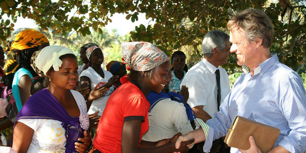 Dr Paul Zuidema greets patients at Zavora